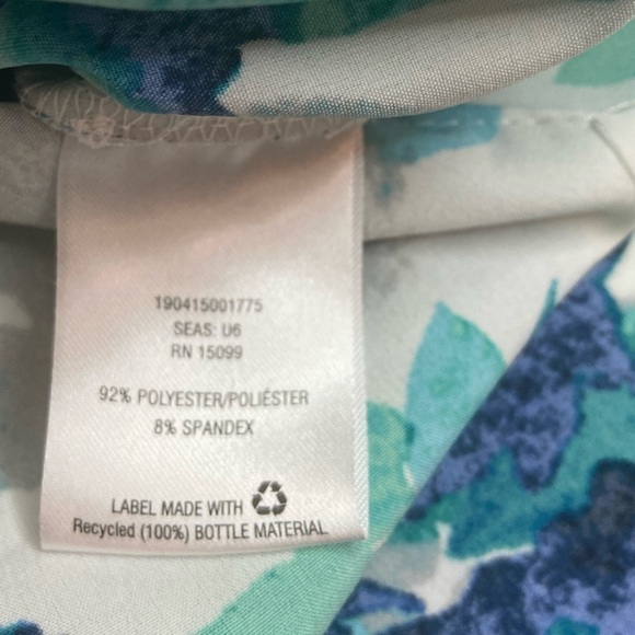 Laura Scott~Floral in Blues Button Blouse~3/4 Sleeves~Loop & Line Design~Size SC - Picture 5 of 11